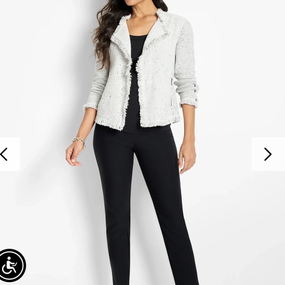 Nic + Zoe Fringe Blazer Mixed Knit Jacket Sugar Cookie Sweater Knit Fringe Large - Picture 16 of 16